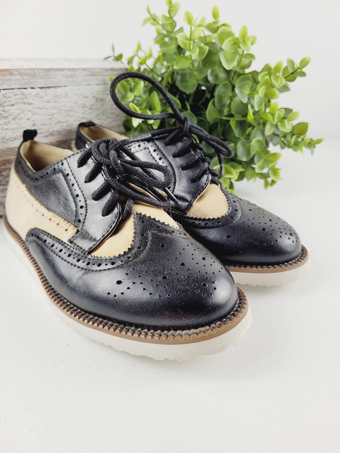 TAN/BLACK OCCASSION SHOE SIZE 13 PRE-LOVED