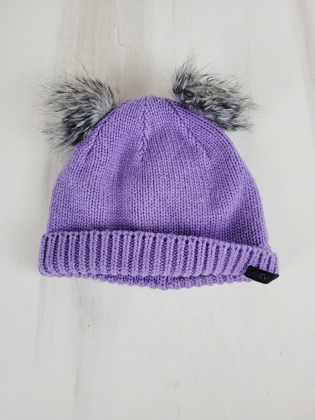 COLUMBIA PURPLE DOUBLE POM FLEECE LINED HAT YOUTH O/S PRE-LOVED