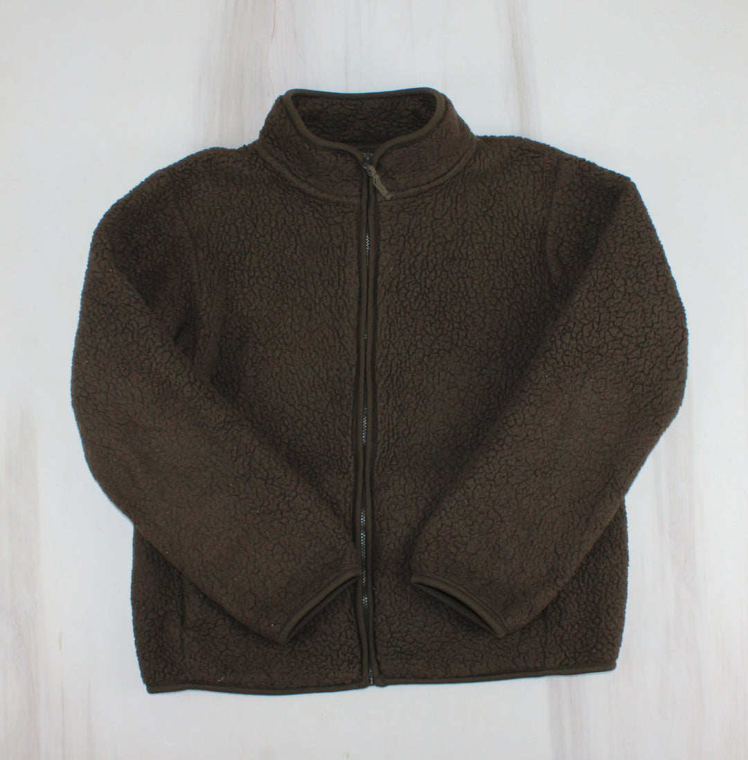 UNI QLO BROWN SHERPA ZIP SWEATER 9/10Y PRE-LOVED