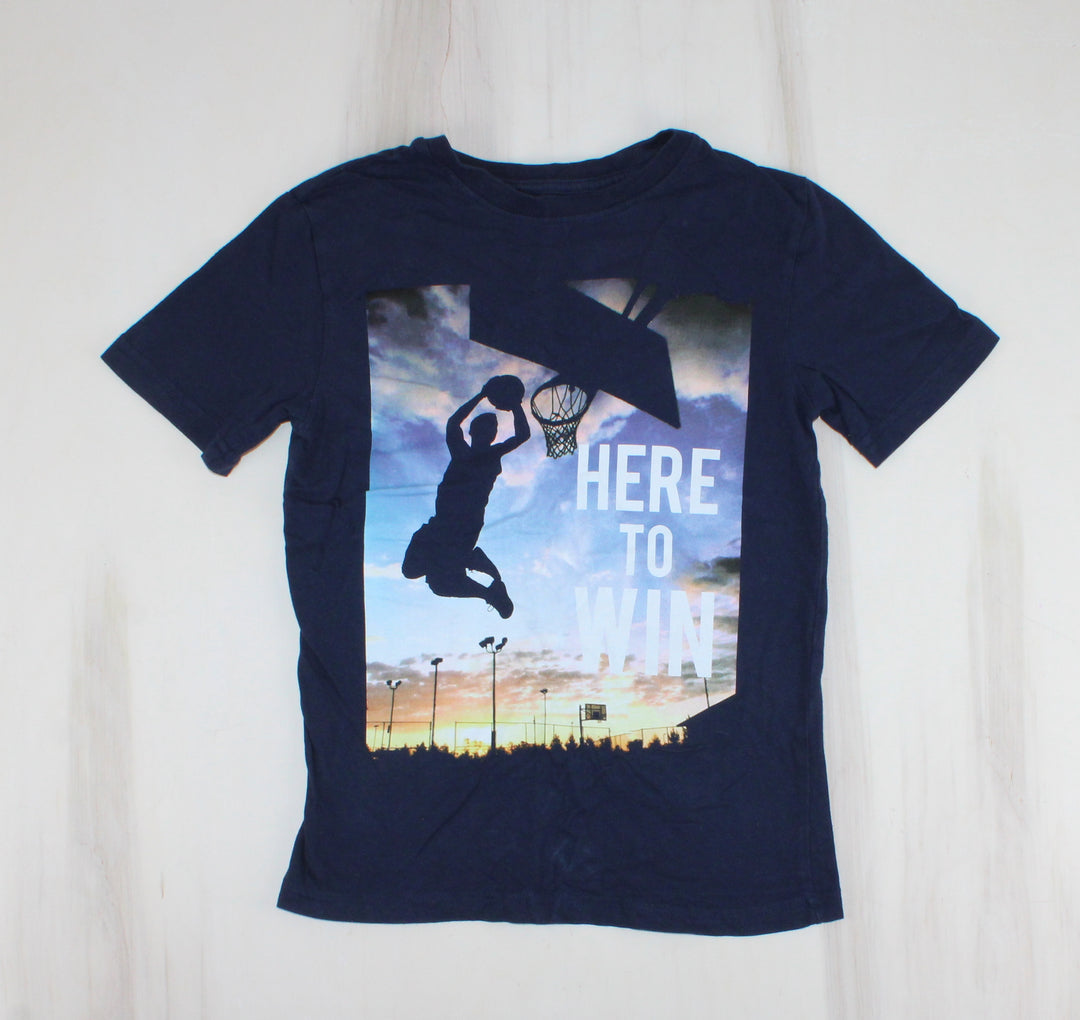 GEORGE NAVY BASKETBALL SHIRT 7/8Y PRE-LOVED