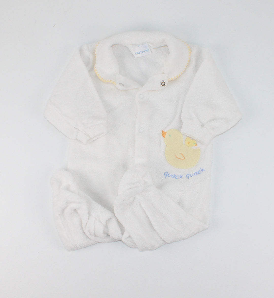 VINTAGE CARTERS TERRI DUCK WHITE SLEEPER 3-6M PRE-LOVED