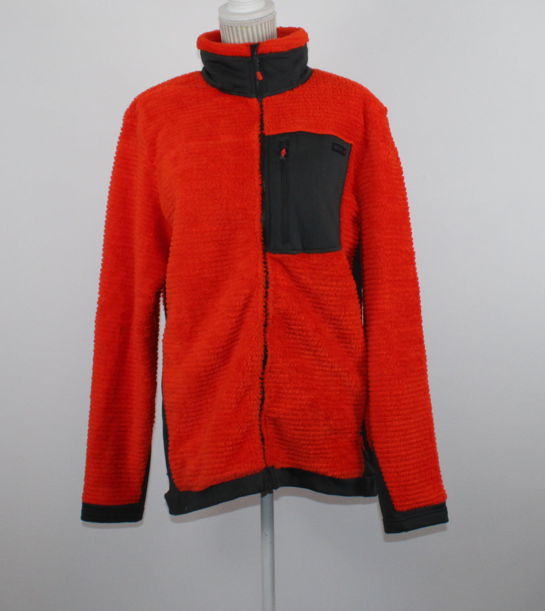 POLARTEC MENS SOFT ORANGE THICK SPRING/FALL JACKET APPROX XL PRE-LOVED