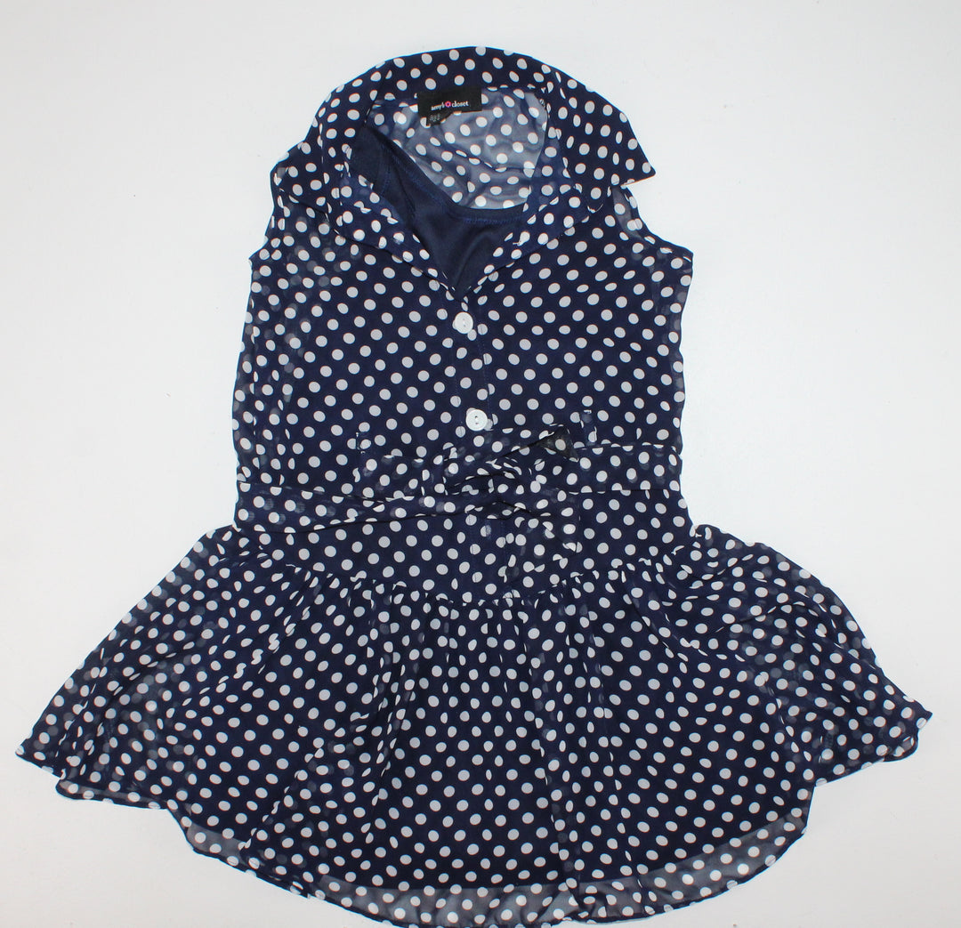 AMY'S CLOSET NAVY POLKA DOT DRESS 6Y PRE-LOVED