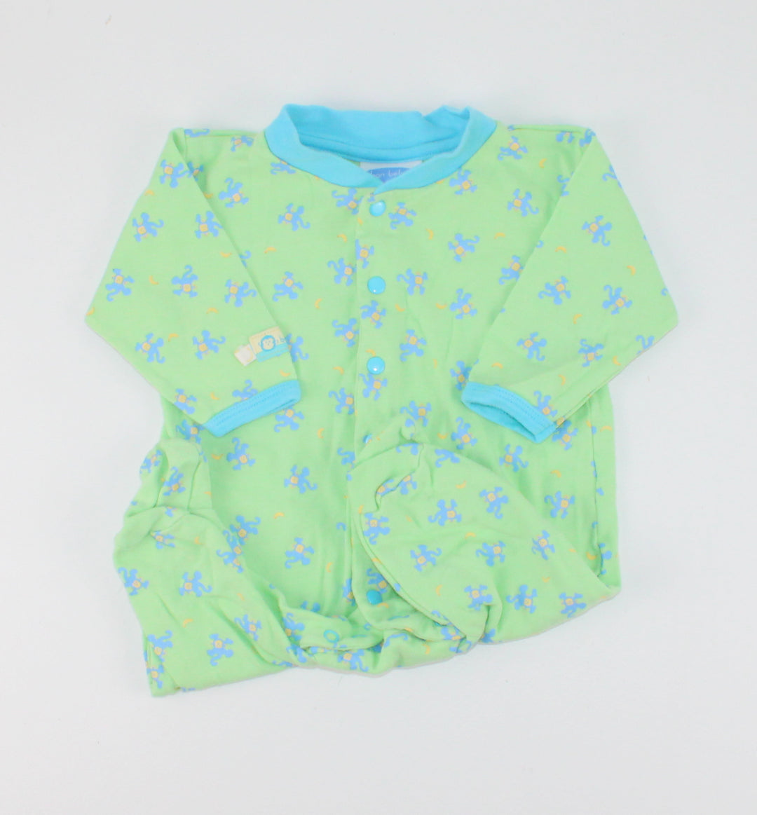 BON BEBE GREEN & BLUE MONKEYS SLEEPER 3-6M PRE-LOVED