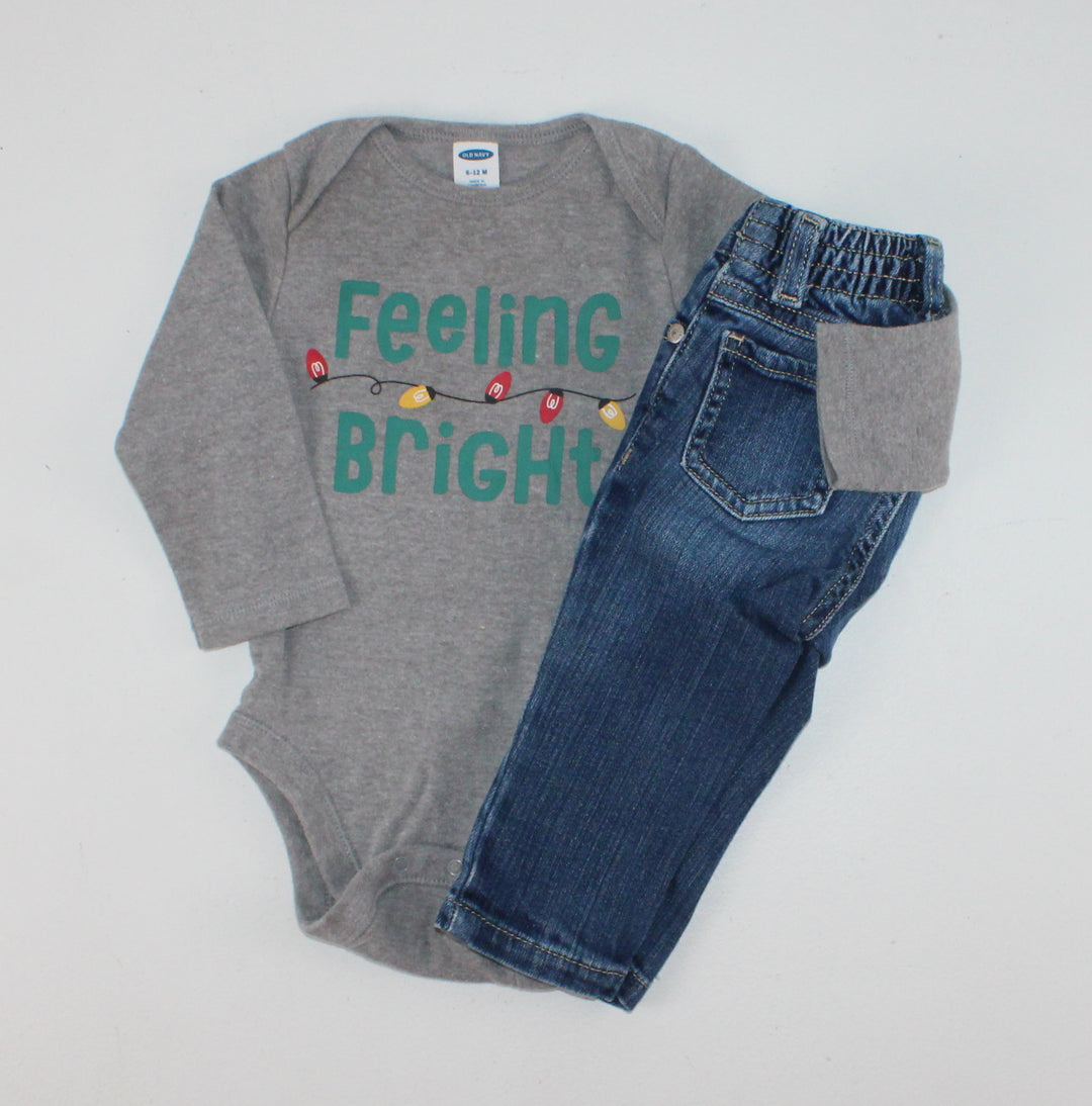 OLD NAVY FEELING BRIGHT HOLIDAY OUTFIT 6-12M PRE-LOVED