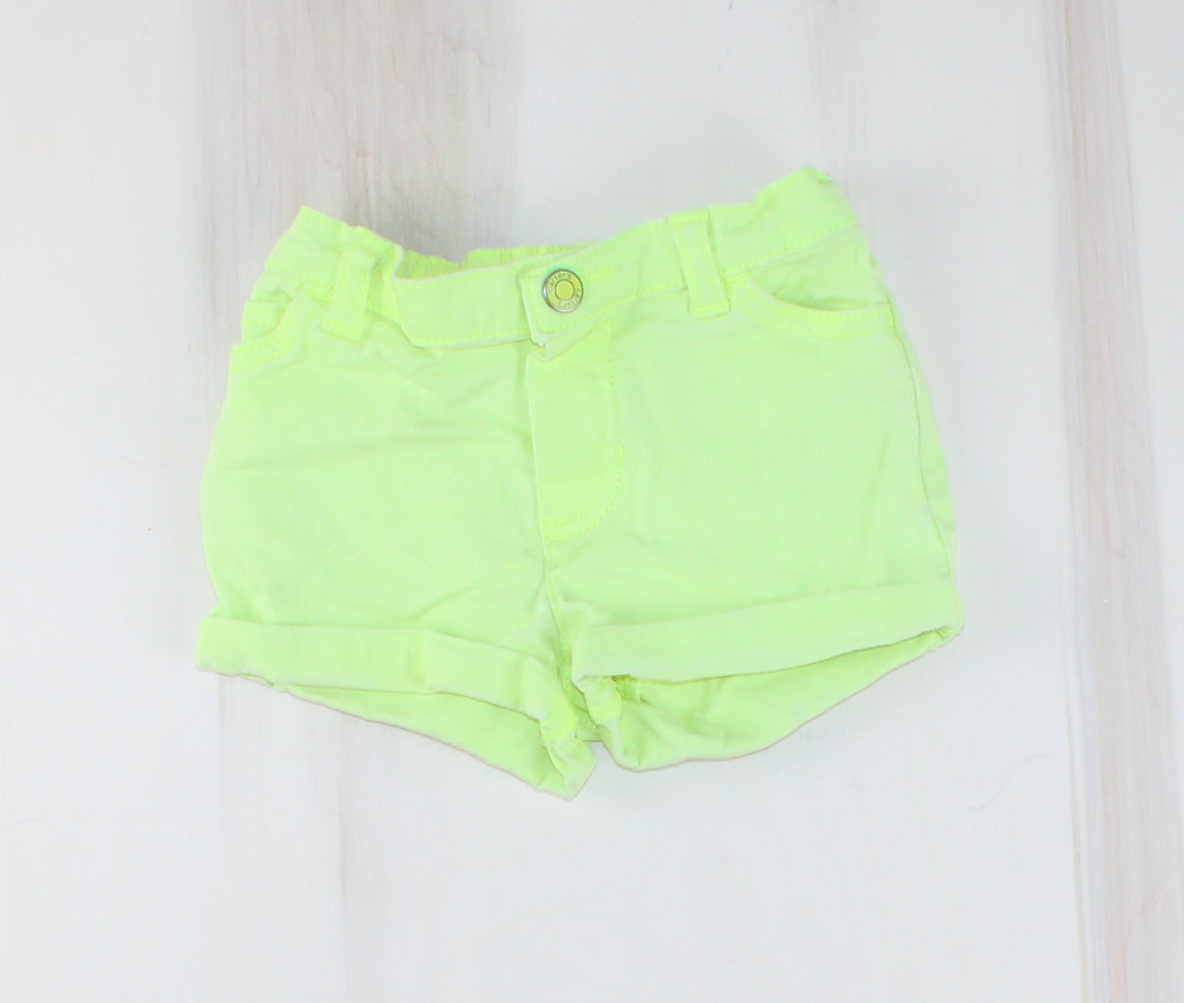 CARTERS NEON YELLOW DENIM SHORTS 9M PRE-LOVED