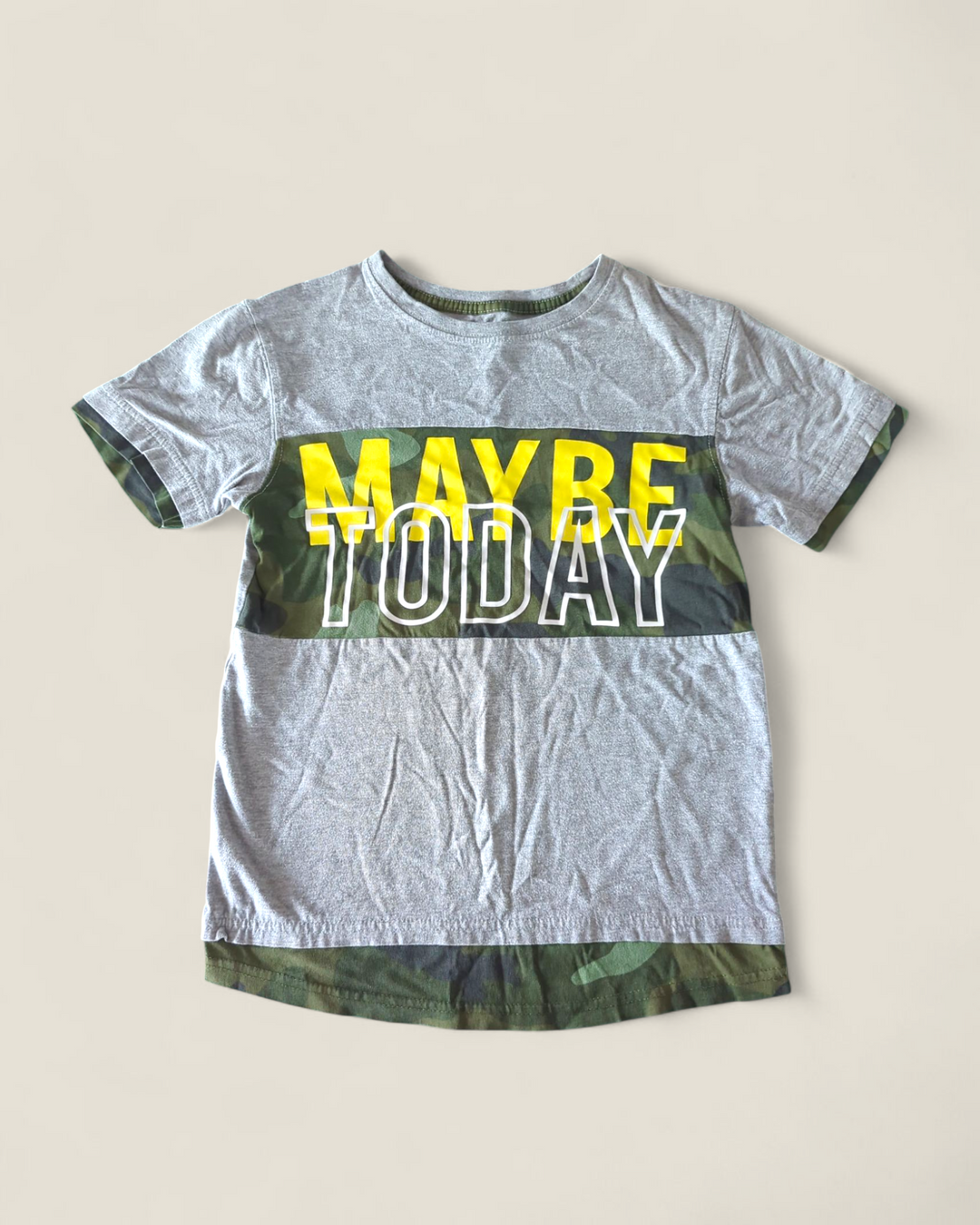 MAYBE TODAY CAMO TSHIRT 7/8Y PRE-LOVED