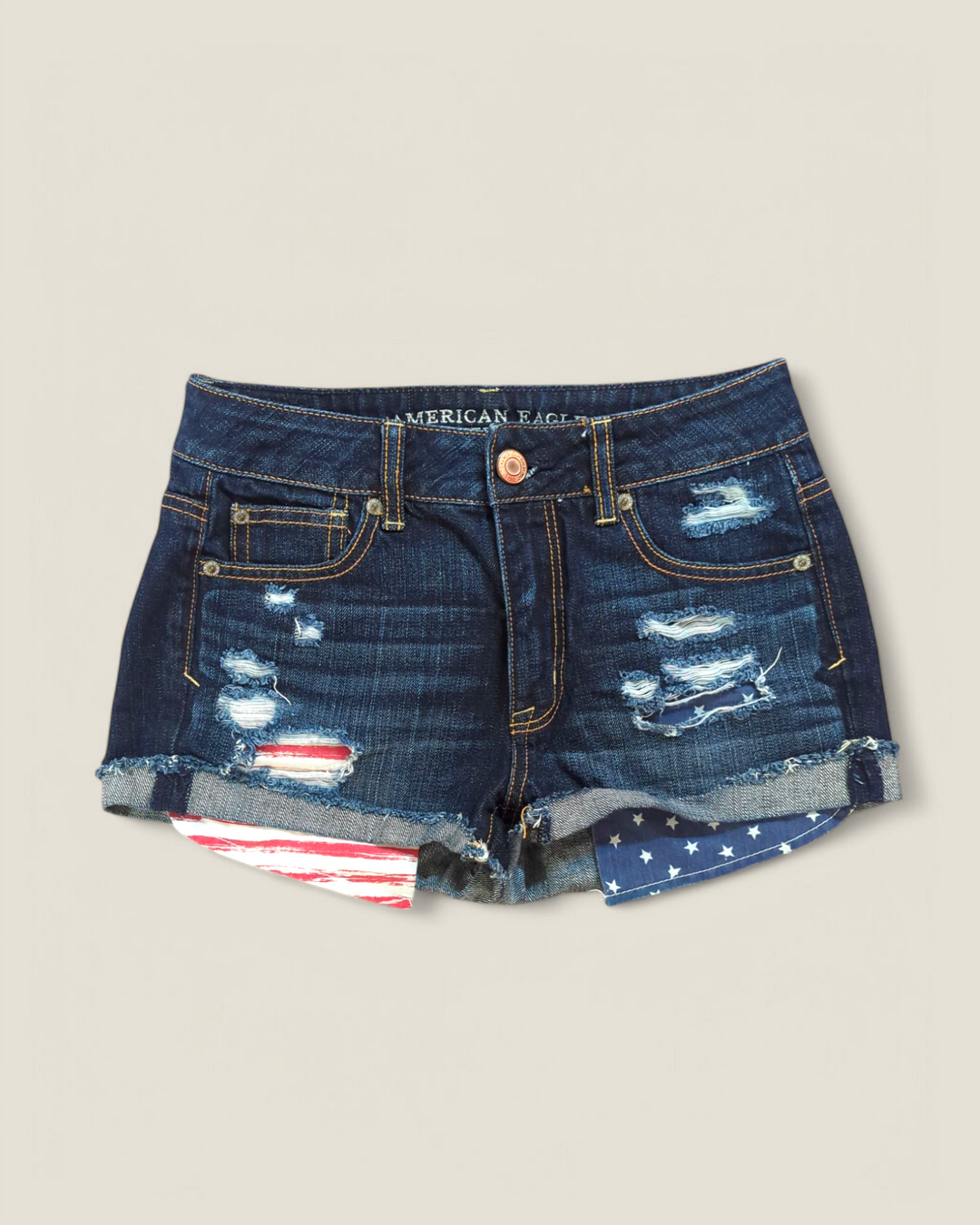AMERICAN EAGLE US POCKET DENIM SHORTS LADIES SIZE 0 PRE-LOVED