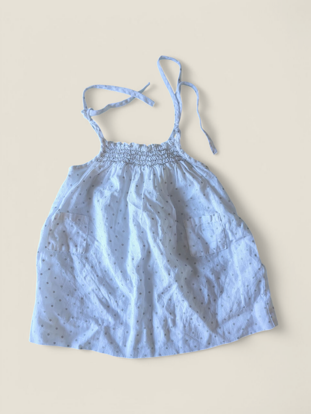 CHARABIA LINEN POLKA DOT DRESS 3M PRE-LOVED