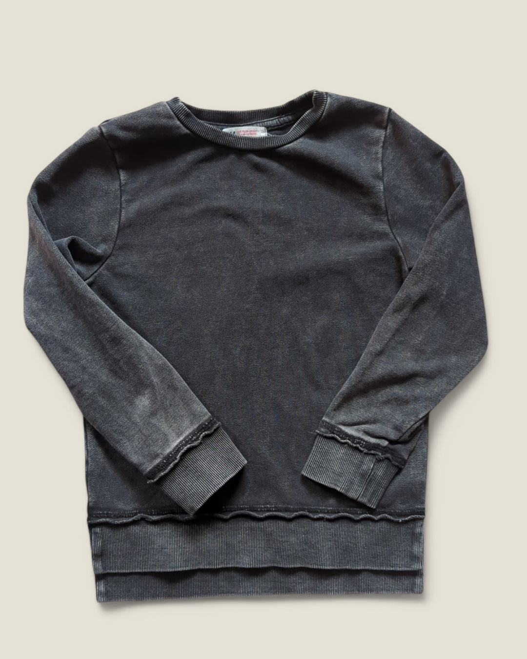 H&M CHARCOAL STRETCH CREWNECK SWEATER 4-6Y PRE-LOVED