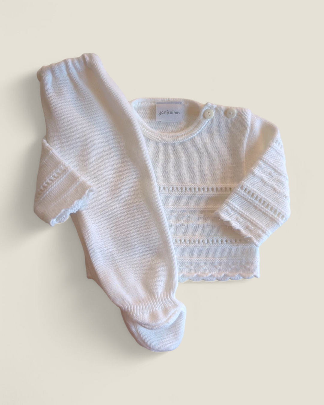 DANDELION WHITE KNIT OUTFIT 0-3M PRE-LOVED