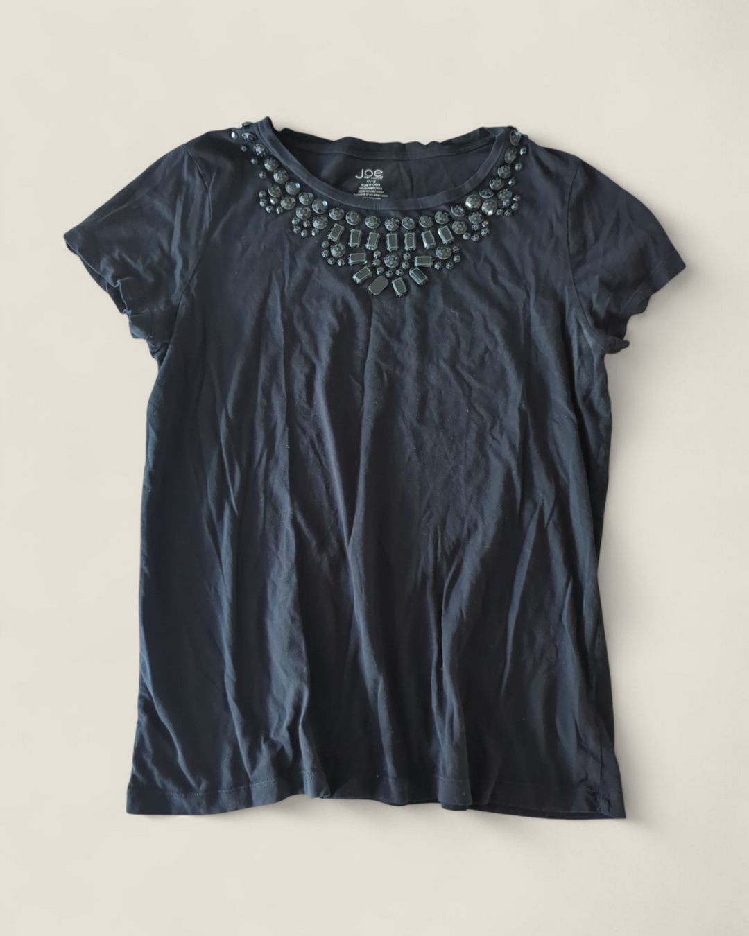 JOE FRESH BLACK JEWELED TOP LADIES XL PRE-LOVED
