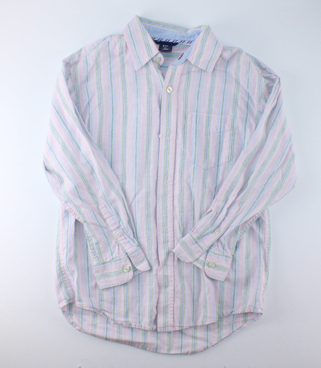 GAP PINK/BLUE/GREEN STRIPED TOP 8Y PRE-LOVED