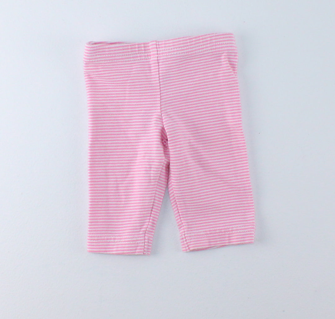 CARTERS PINK & WHITE STRIPED CAPRI LEGGINGS 3M PRE-LOVED