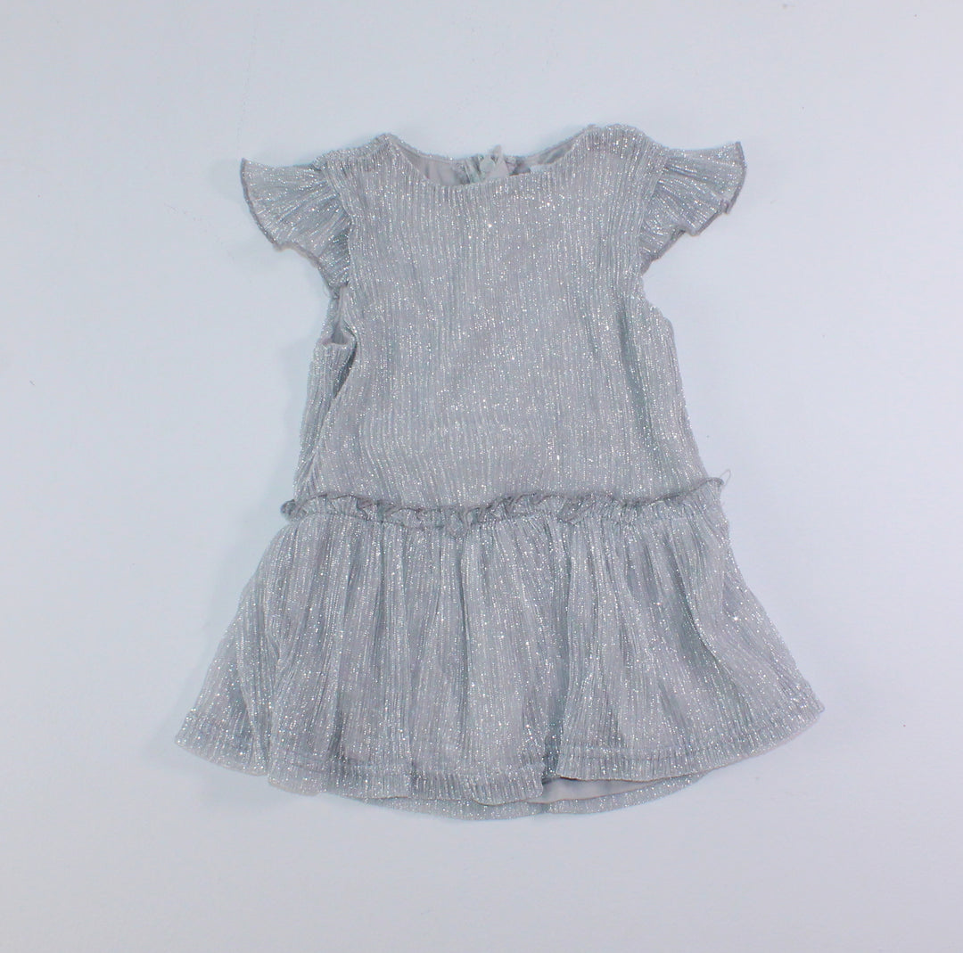 BABY CLUB METALLIC SILVER DRESS 6-12M PRE-LOVED