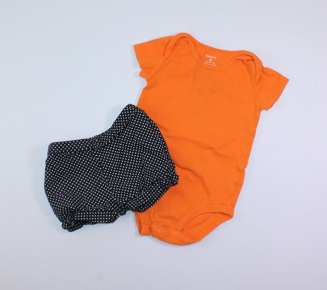 CARTERS ORANGE OUTFIT 9/6-9M PRE-LOVED