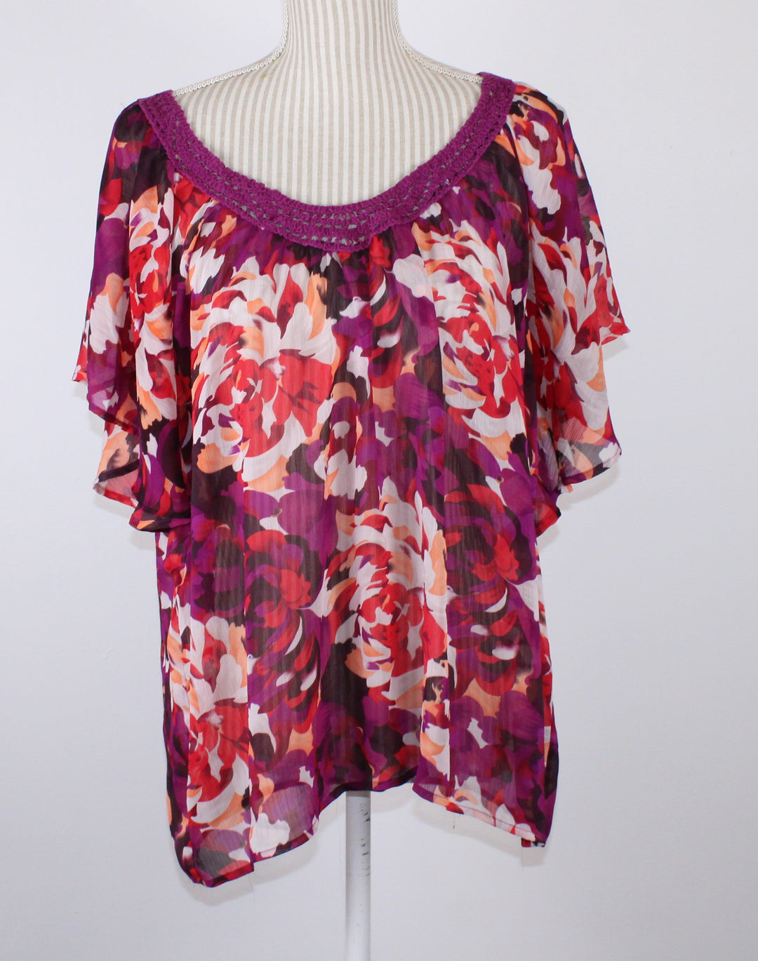 JULES & JAMES FLORAL SHEER BLOUSE LADIES XL PRE-LOVED