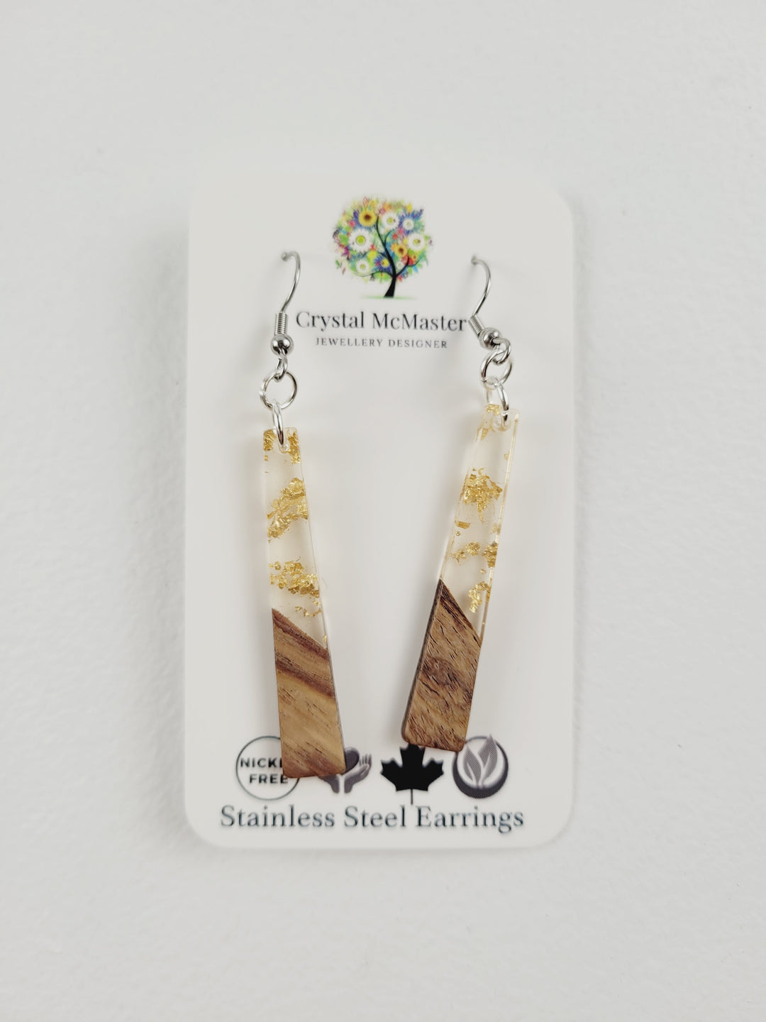 Crystal McMaster Jewellery, Wood & Resin Dangle Earrings