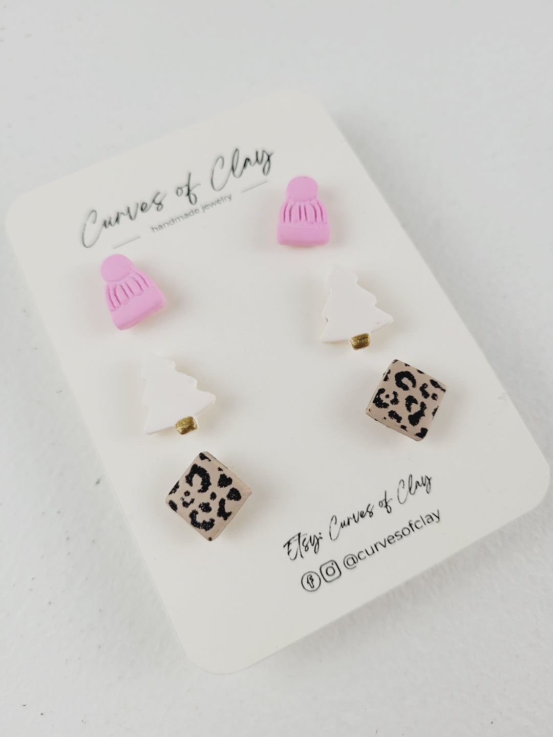 Curves of Clay, Holiday Stud Earrings 3 Pack