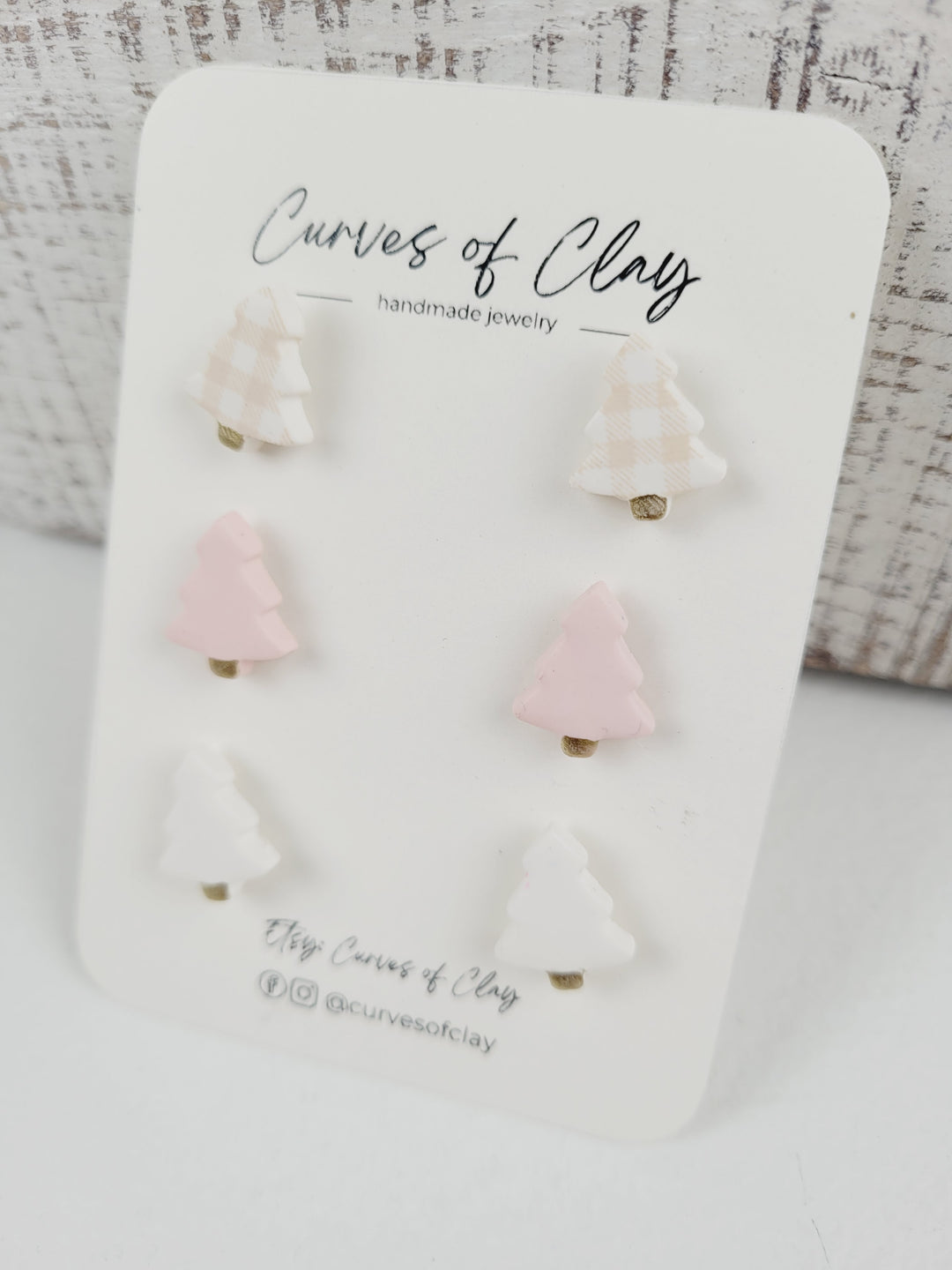 Curves of Clay, Holiday Stud Earrings 3 Pack