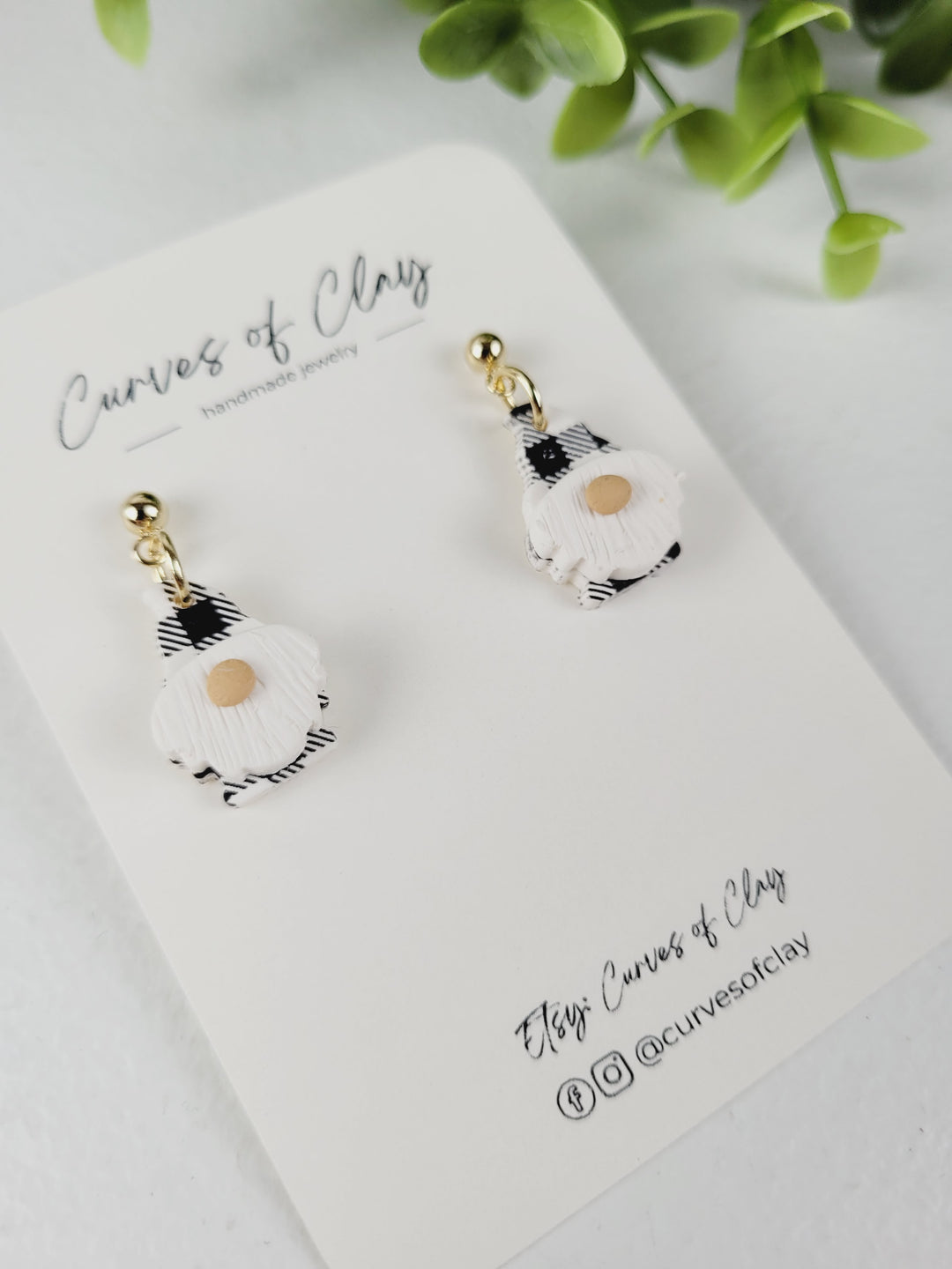 Curves of Clay, Holiday Dangle Earrings