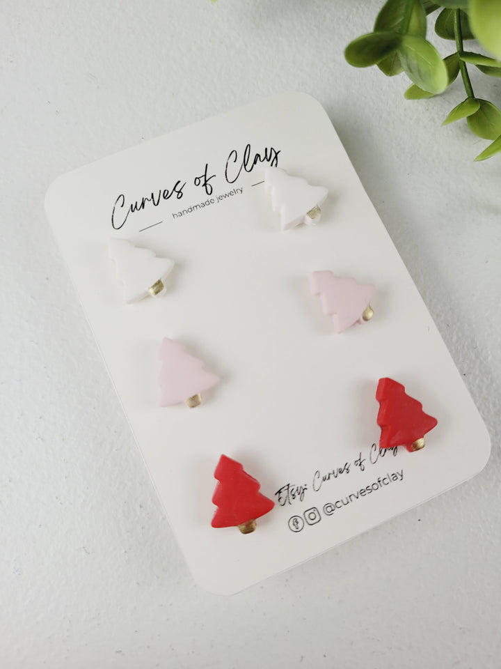 Curves of Clay, Holiday Stud Earrings 3 Pack