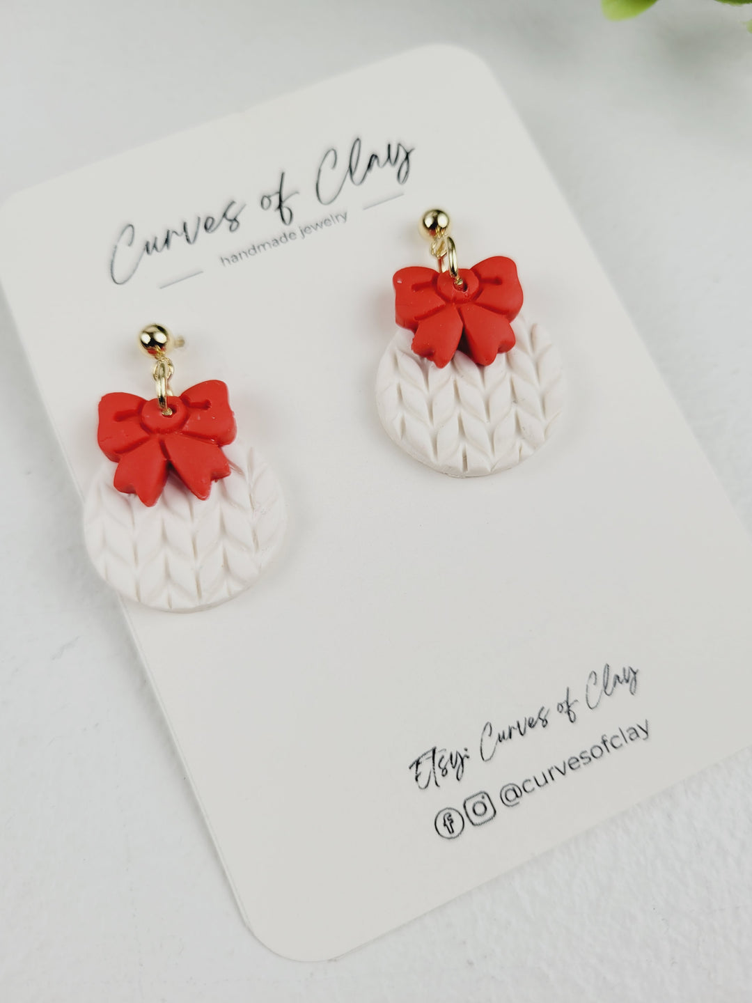 Curves of Clay, Holiday Dangle Earrings