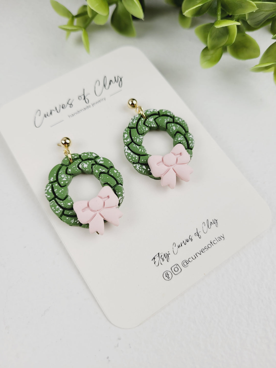 Curves of Clay, Holiday Dangle Earrings