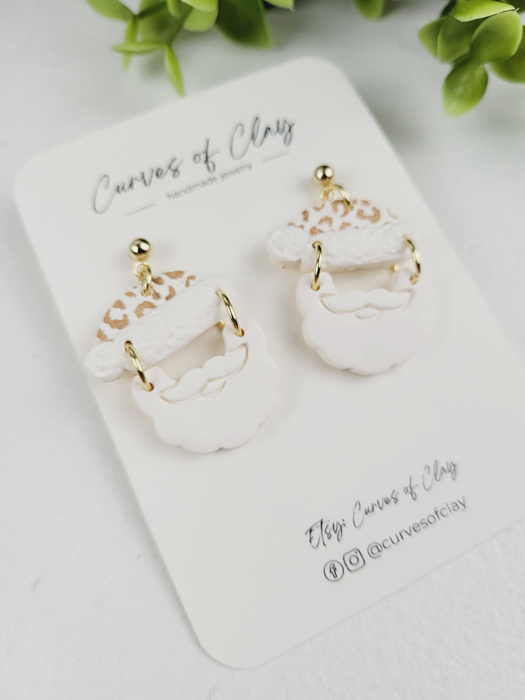 Curves of Clay, Holiday Dangle Earrings