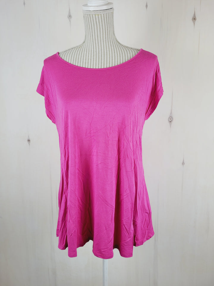 CABLE & GAUGE PINK TOP WITH BACK LACE DETAIL LADIES LARGE PRE-LOVED