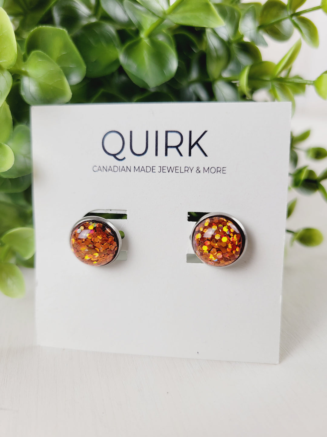 Quirk Handmade Jewelry, Glitter & Druzy Stud Earrings