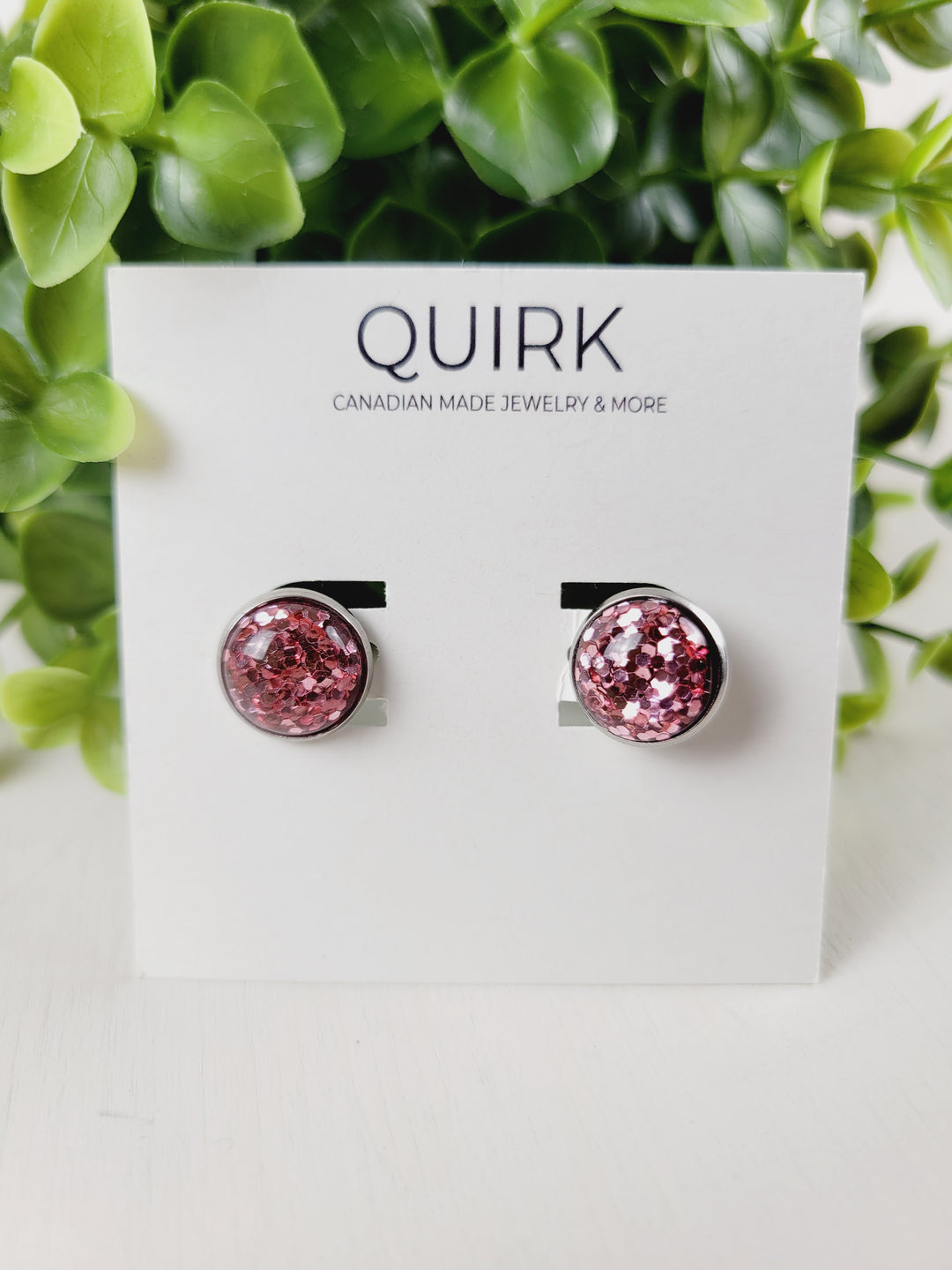 Quirk Handmade Jewelry, Glitter & Druzy Stud Earrings