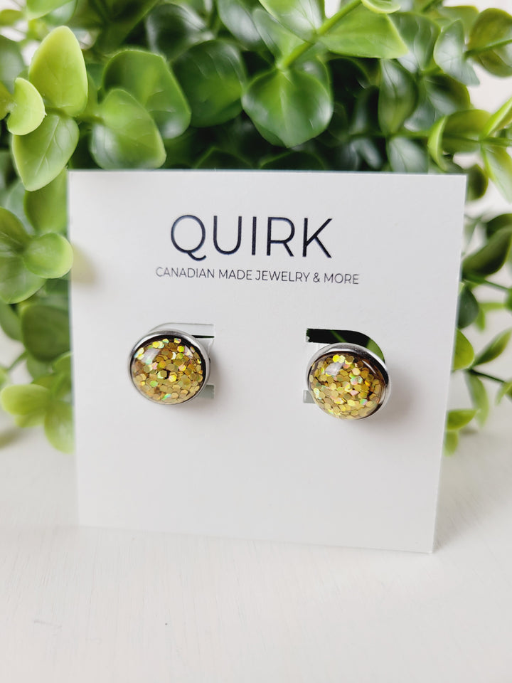 Quirk Handmade Jewelry, Glitter & Druzy Stud Earrings