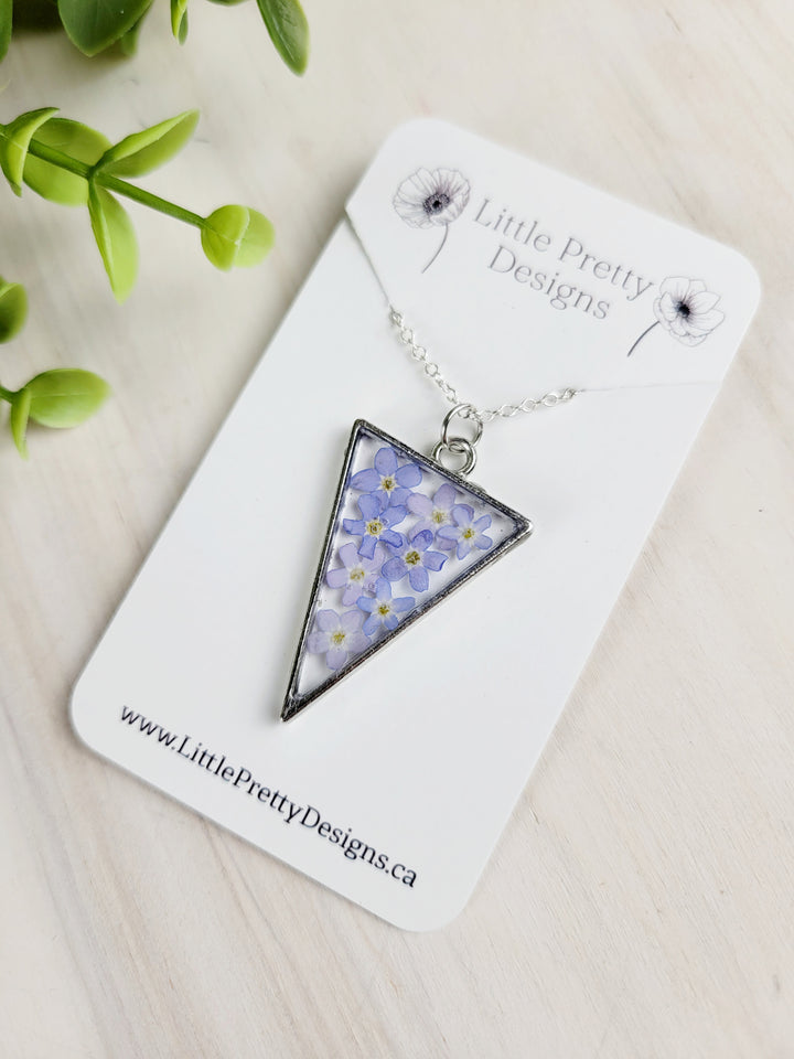 Little Pretty Designs, Pressed Flower Necklaces, Forget-Me-Not Collection