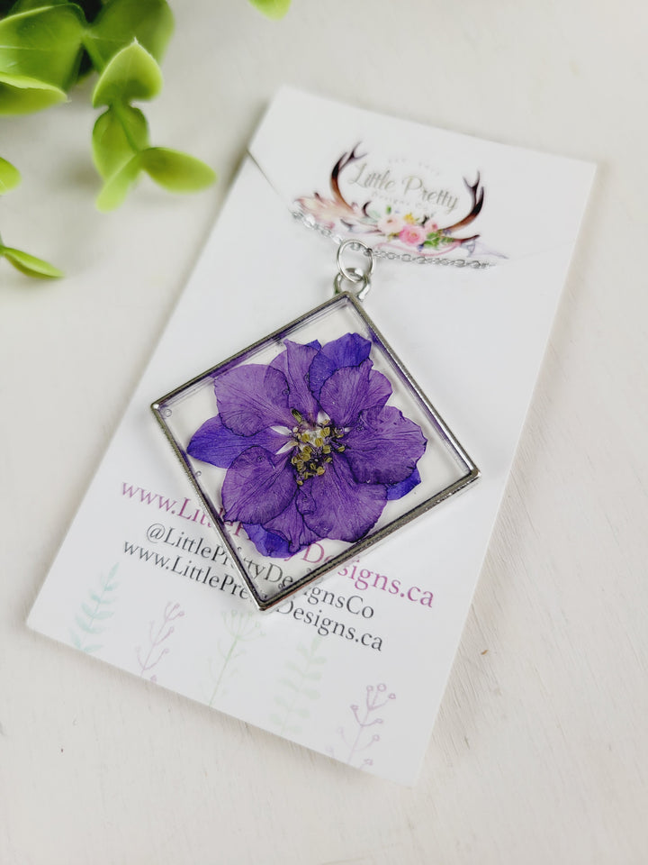 Little Pretty Designs, Pressed Flower Necklaces, Pinks & Purples