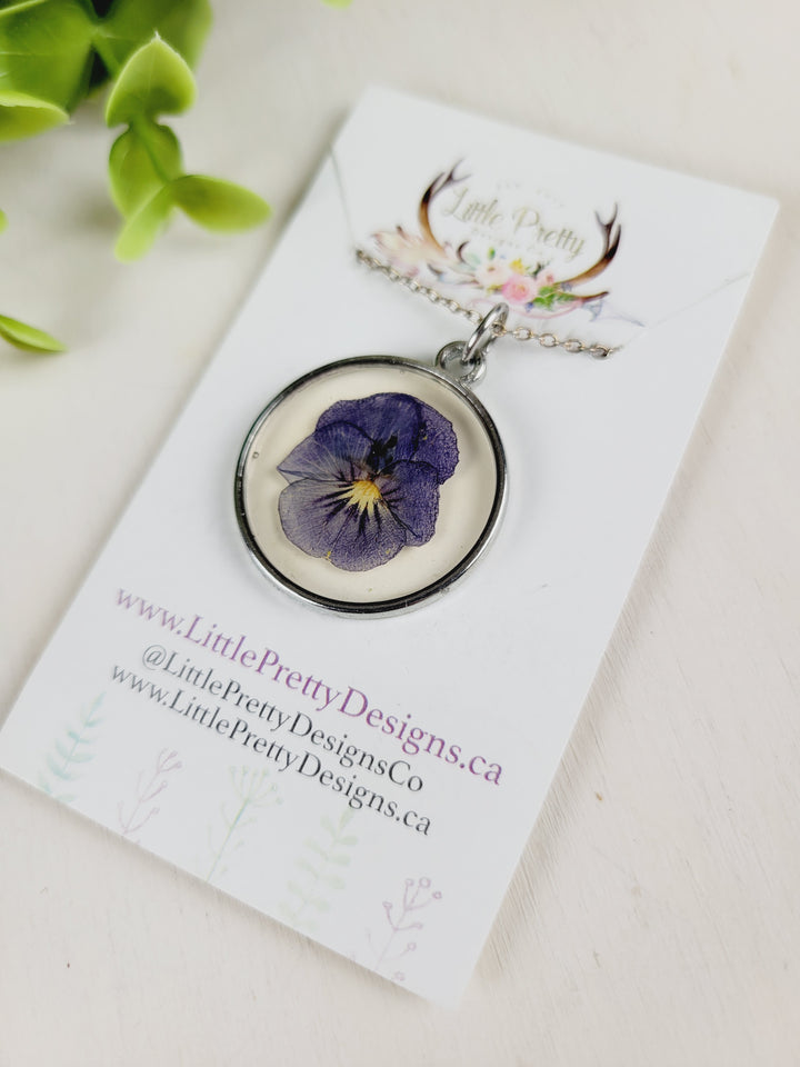 Little Pretty Designs, Pressed Flower Necklaces, Pinks & Purples