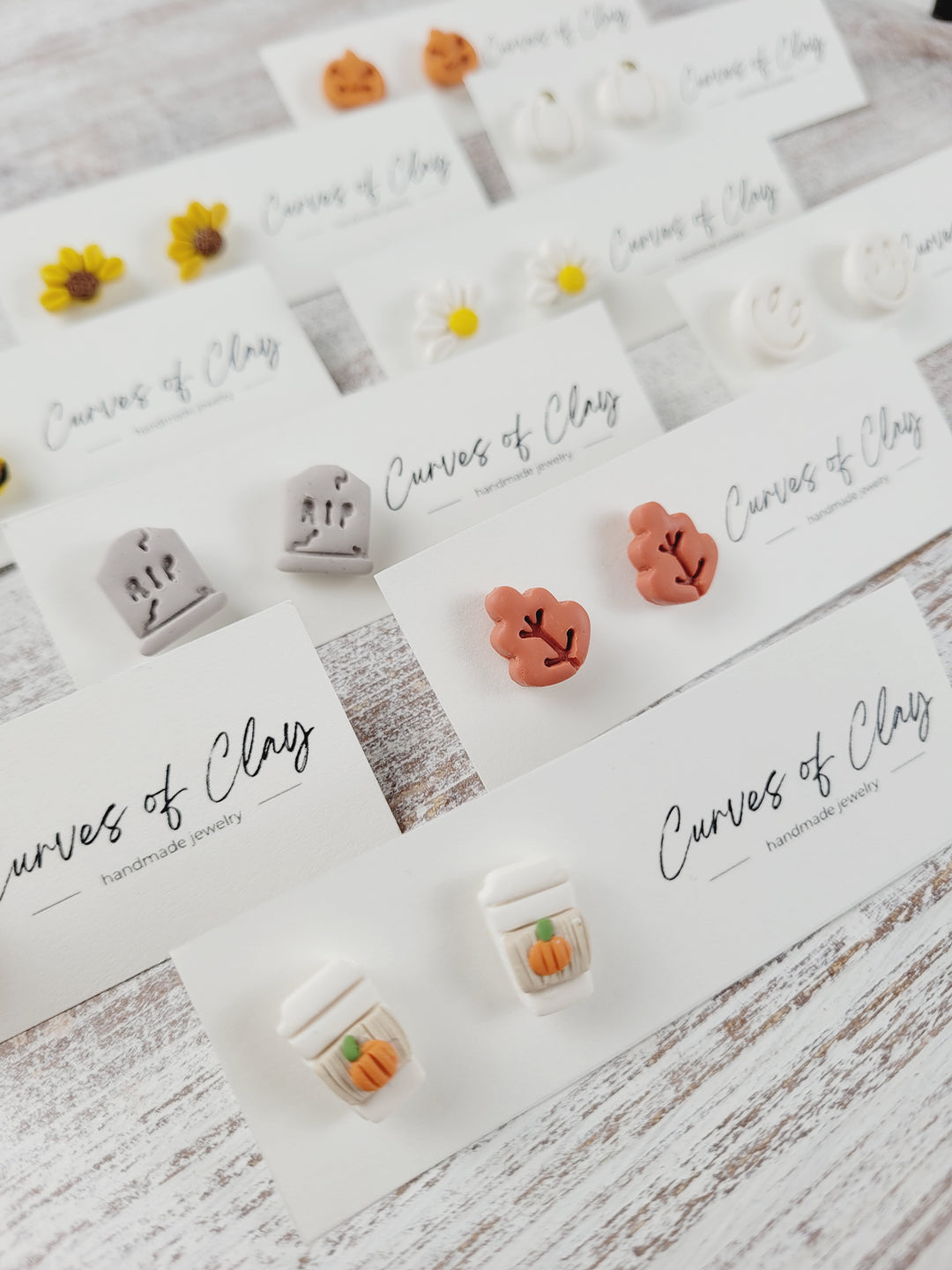 Curves of Clay, Autumn and Halloween Stud Earrings