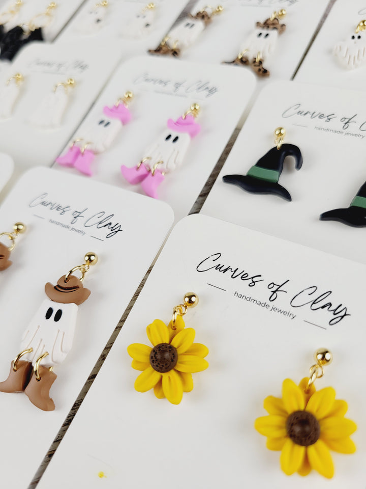 Curves of Clay, Autumn and Halloween Dangle Earrings
