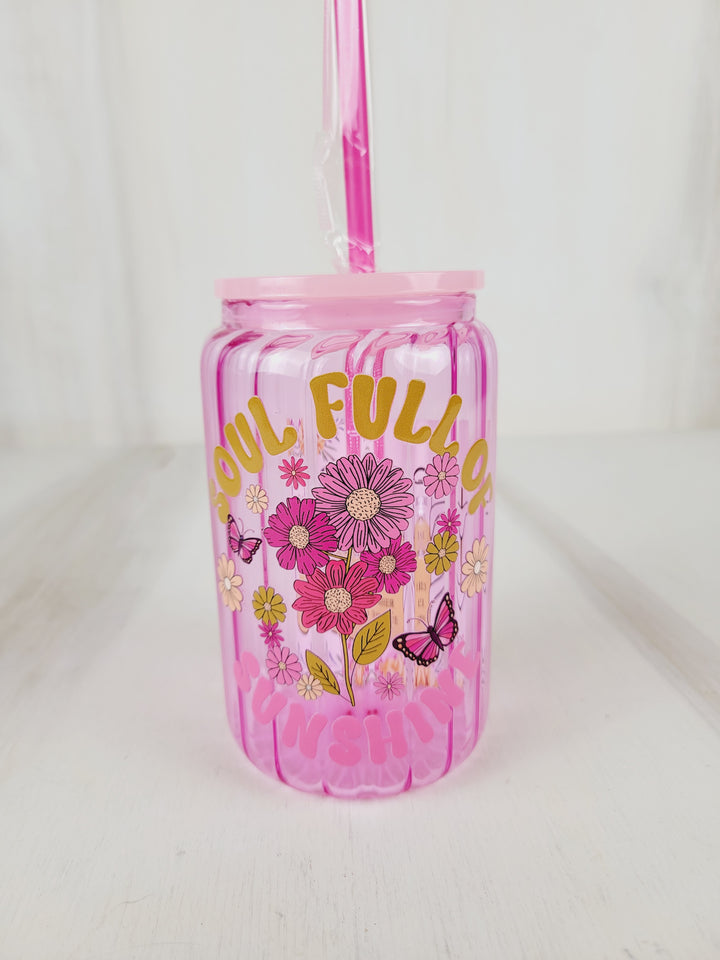 Lindsay's Creations, Fog & Glitter Glass Tumbler with Lid