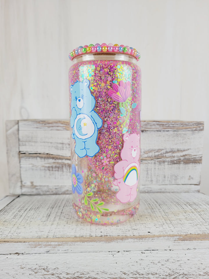 Lindsay's Creations, Fog & Glitter Glass Tumbler with Lid