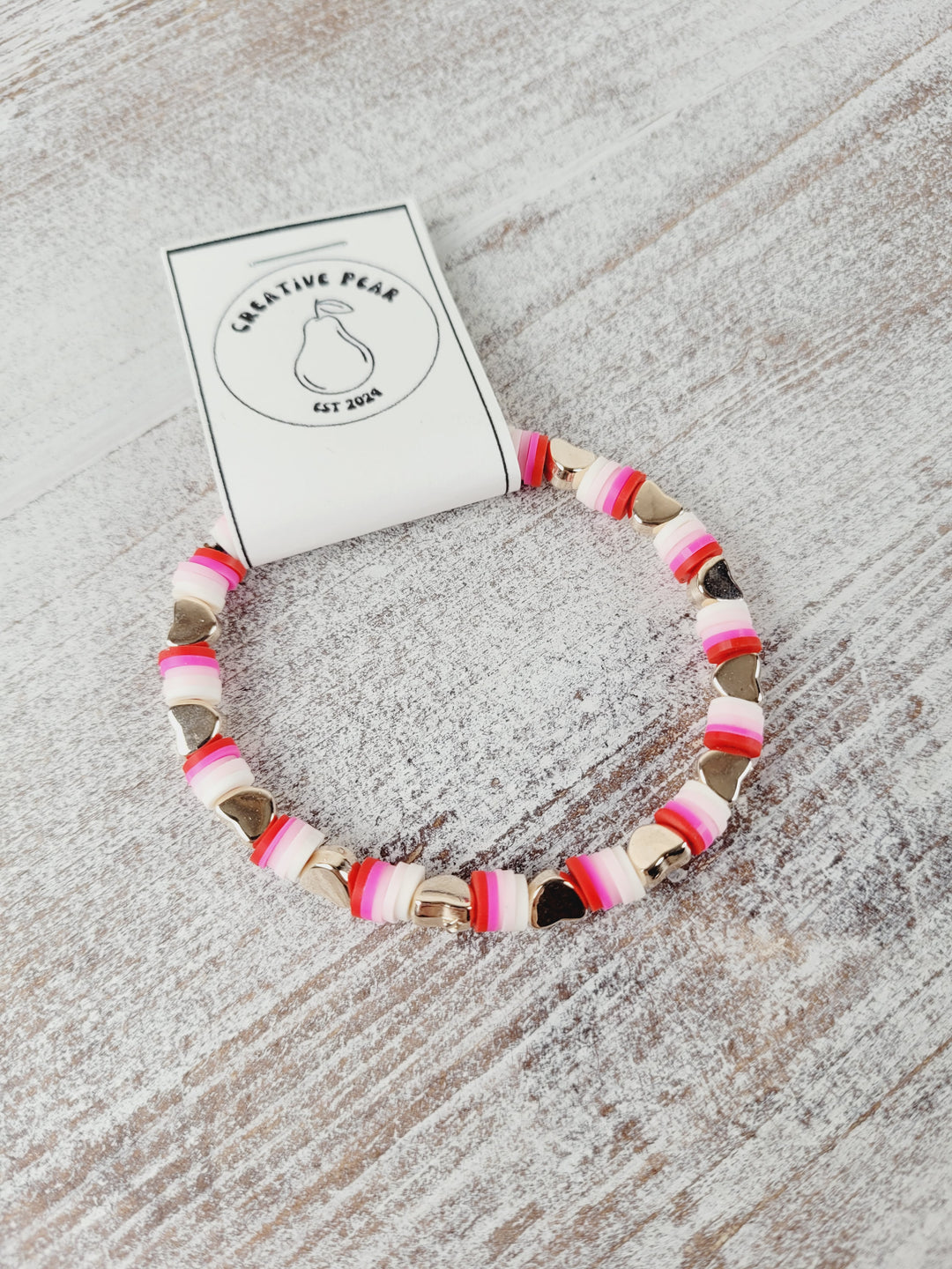 Creative Pear, Letterbead Clay Bracelets -Valentines Collection