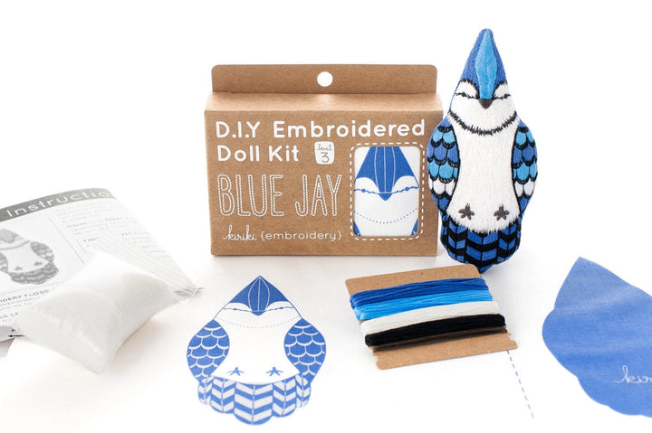 Kiriki Press, DIY Embroidered Doll Kit - Blue Jay