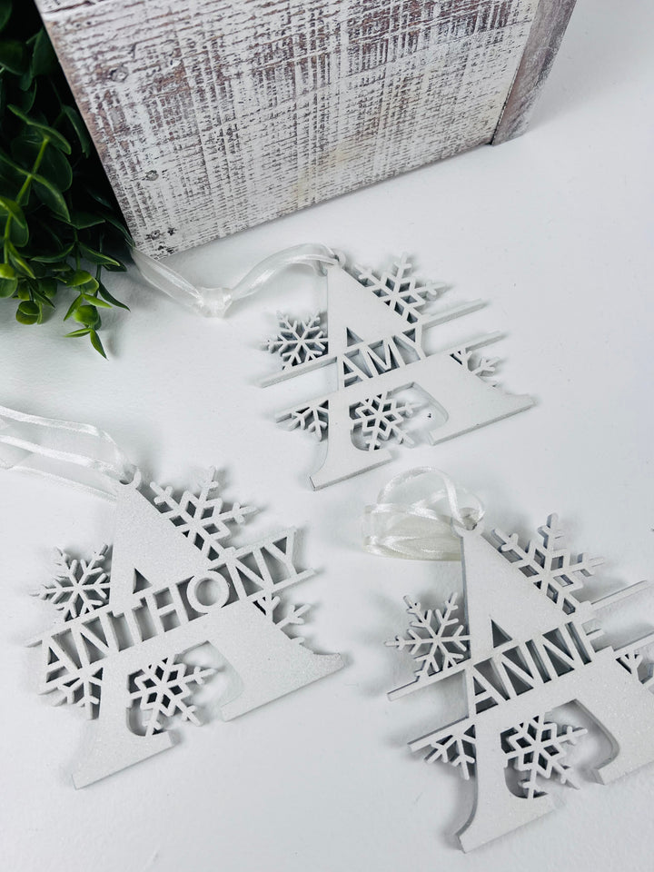 Rough Cut Dezigns, Snowflake Name Ornaments