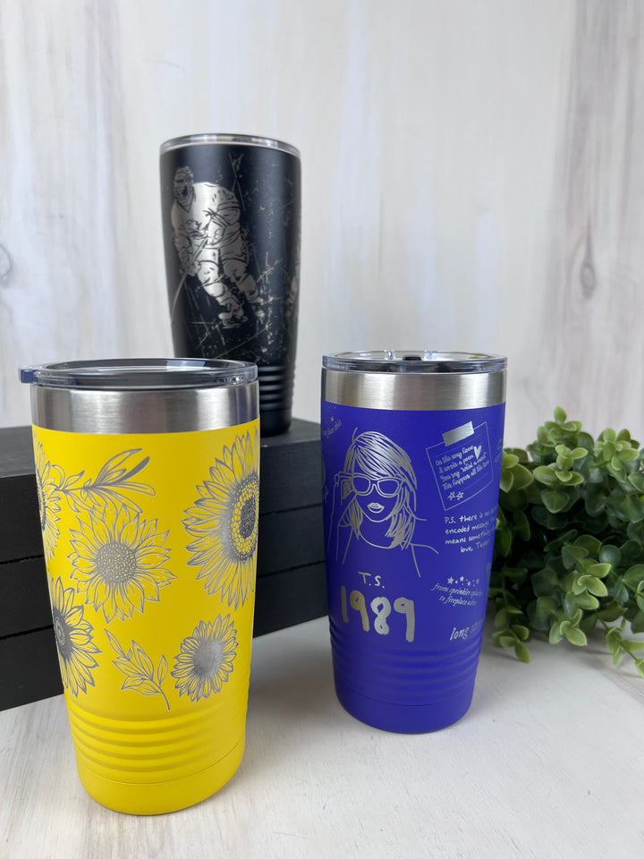 Rough Cut Dezigns, 20oz Engraved Tumblers, Wrap Around Designs