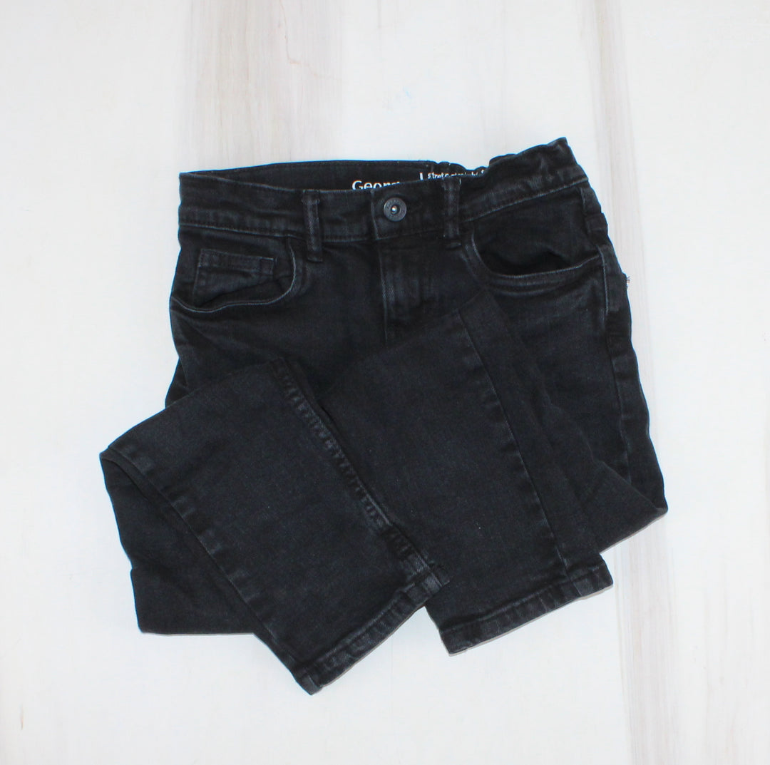 GEORGE STRETCH STRAIGHT FIT BLACK JEANS 7Y PRE-LOVED
