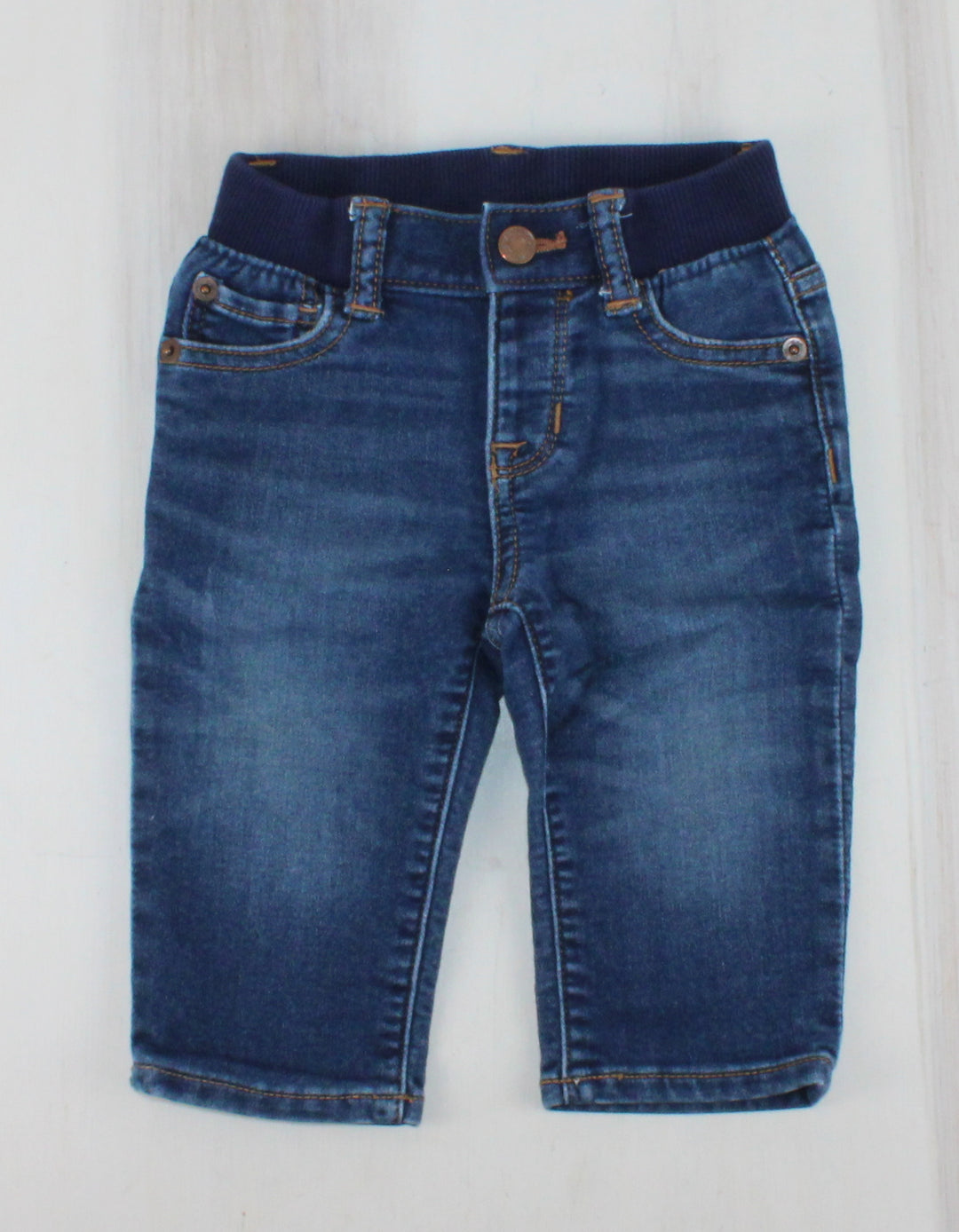 GAP DENIM STRAIGHT FIT ELASTIC WAIST 6-12M PRE-LOVED