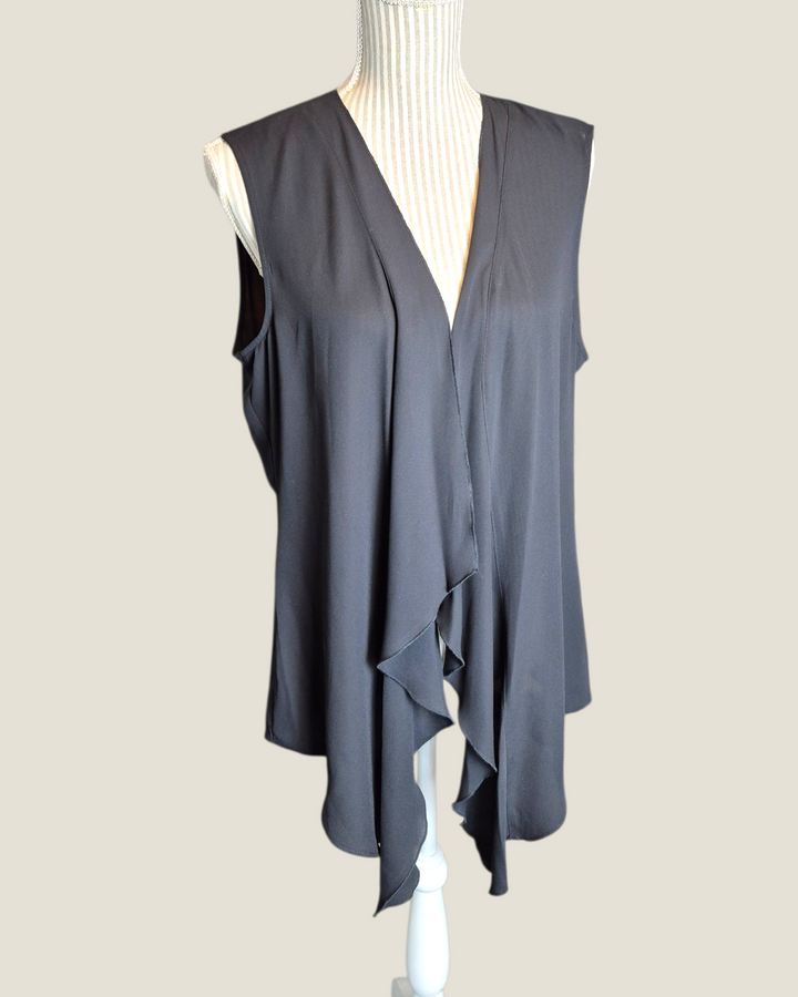 Pre-Loved TanJay Sheer Black Cardigan Vest Ladies Medium | Betty’s Marketplace