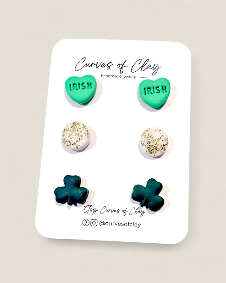 Curves of Clay, St. Patrick's Day Earrings
