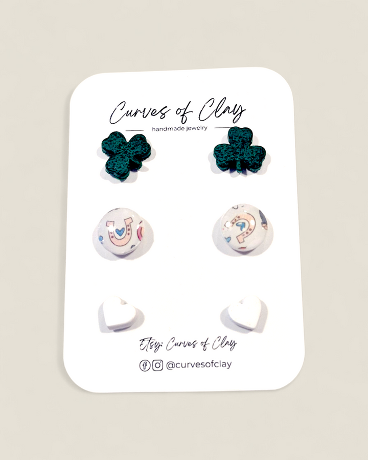 Curves of Clay, St. Patrick's Day Earrings