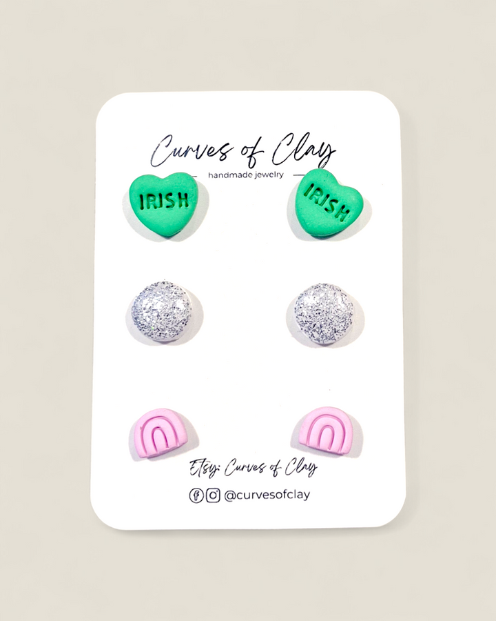 Curves of Clay, St. Patrick's Day Earrings